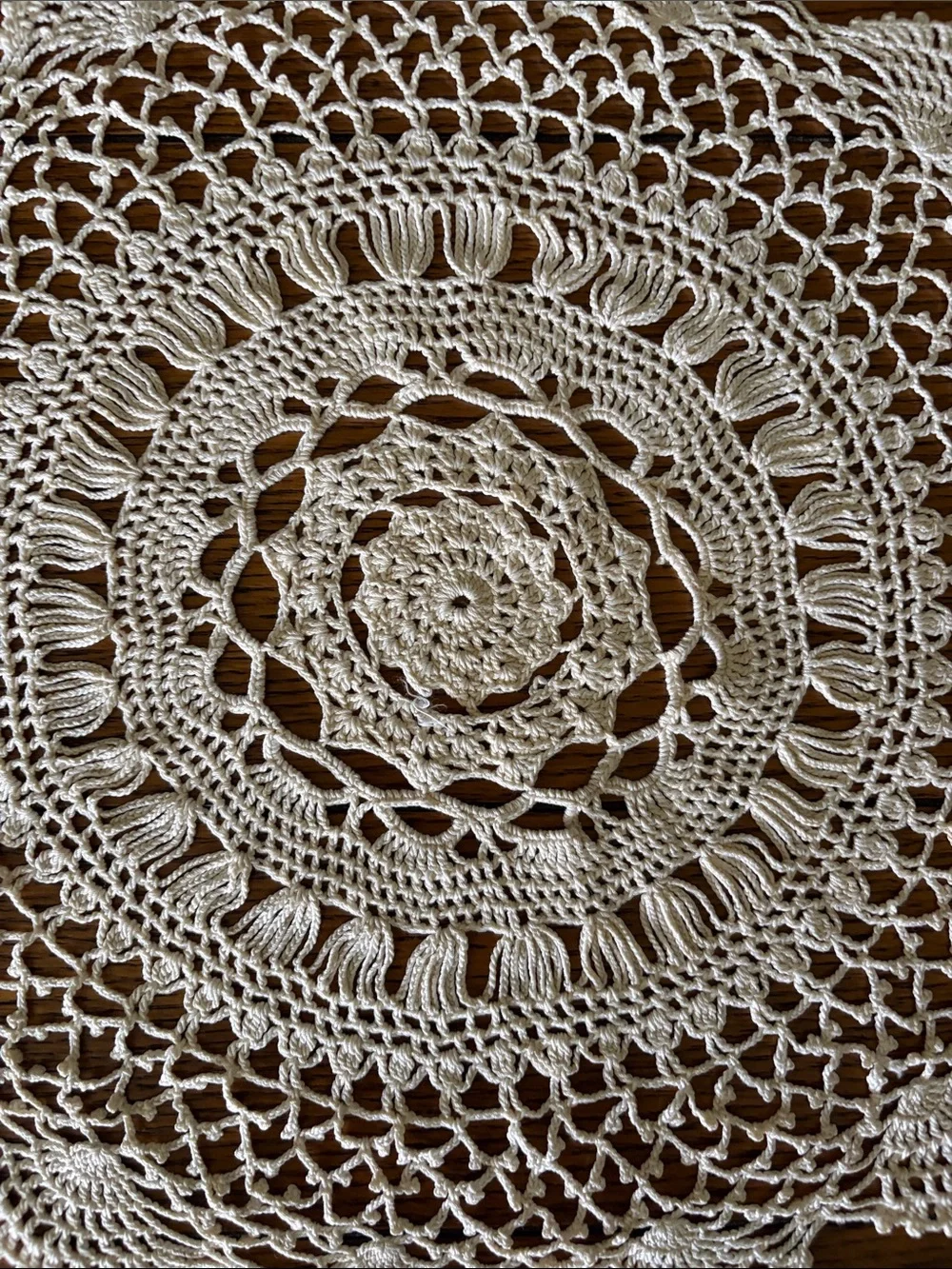 Handmade Crochet Doily Table Accent - Cream